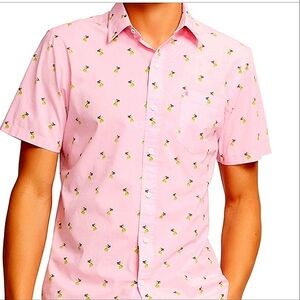 NWT IZOD Breeze Men's XXL Pink Tropical Short Sleeve Shirt with Hula Dancers